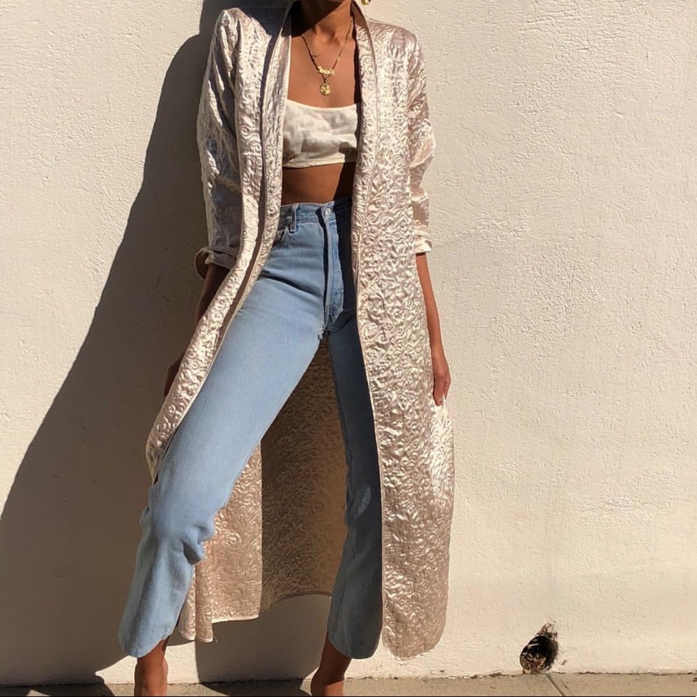 Vintage Champagne quilted duster jacket